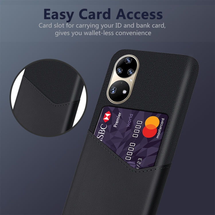 For Huawei P50 Pro Cloth Texture PC + PU Leather Back Cover Shockproof Case with Card Slot