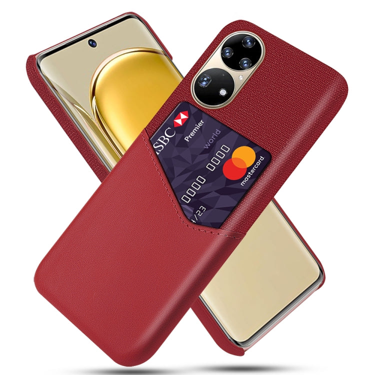 For Huawei P50 Pro Cloth Texture PC + PU Leather Back Cover Shockproof Case with Card Slot