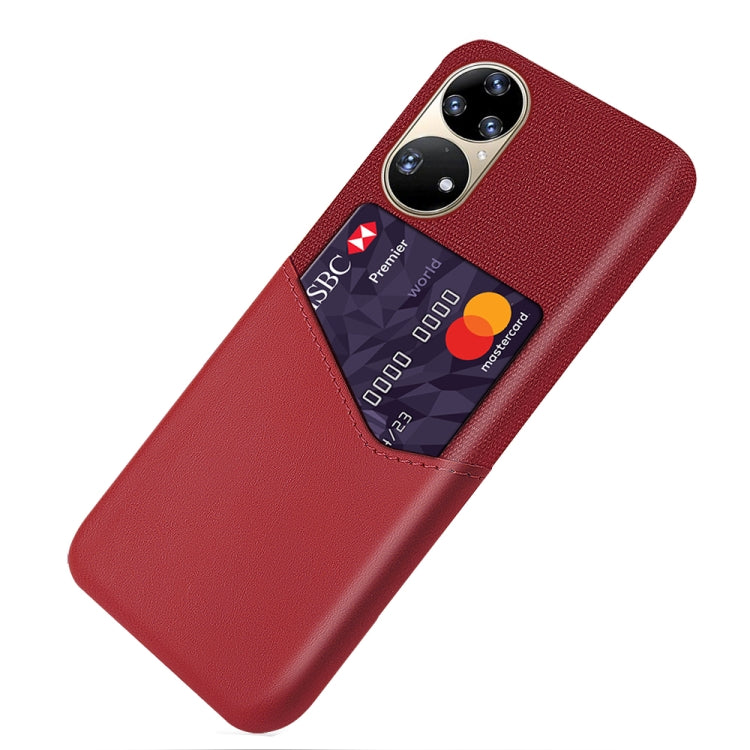 For Huawei P50 Pro Cloth Texture PC + PU Leather Back Cover Shockproof Case with Card Slot