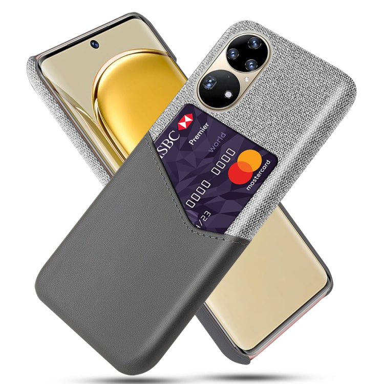 For Huawei P50 Pro Cloth Texture PC + PU Leather Back Cover Shockproof Case with Card Slot
