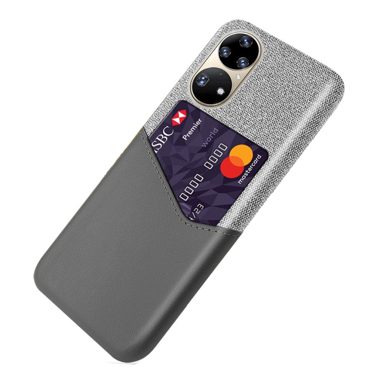 For Huawei P50 Pro Cloth Texture PC + PU Leather Back Cover Shockproof Case with Card Slot