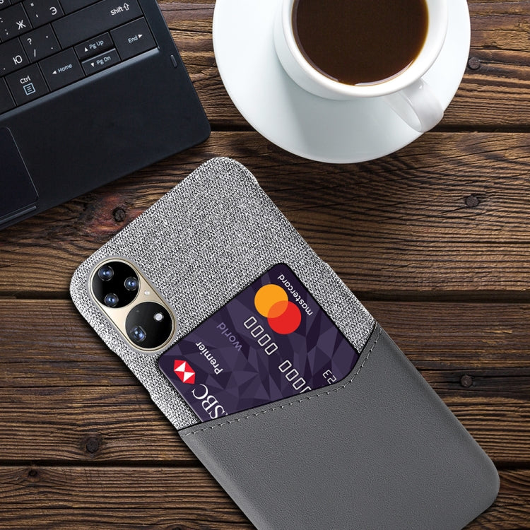 For Huawei P50 Pro Cloth Texture PC + PU Leather Back Cover Shockproof Case with Card Slot