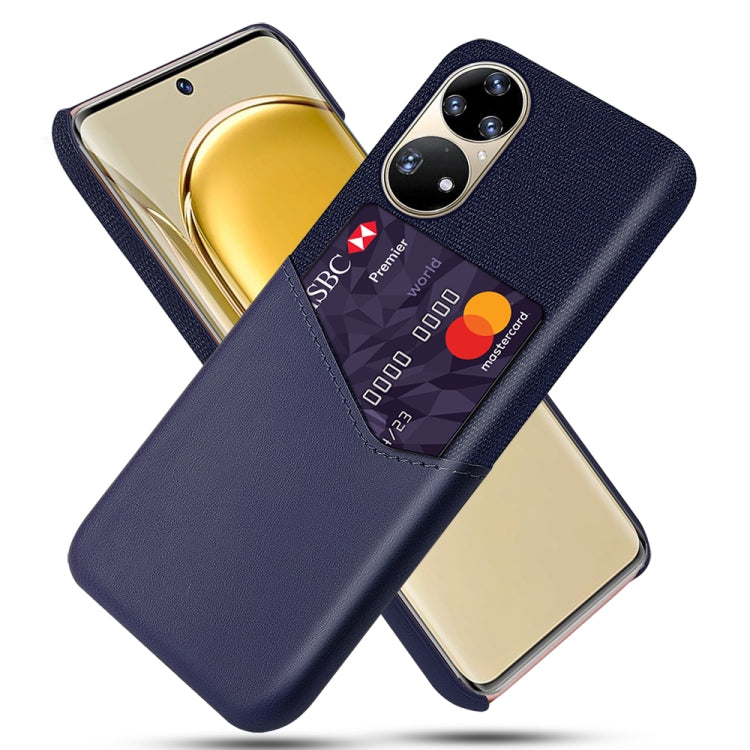 For Huawei P50 Pro Cloth Texture PC + PU Leather Back Cover Shockproof Case with Card Slot