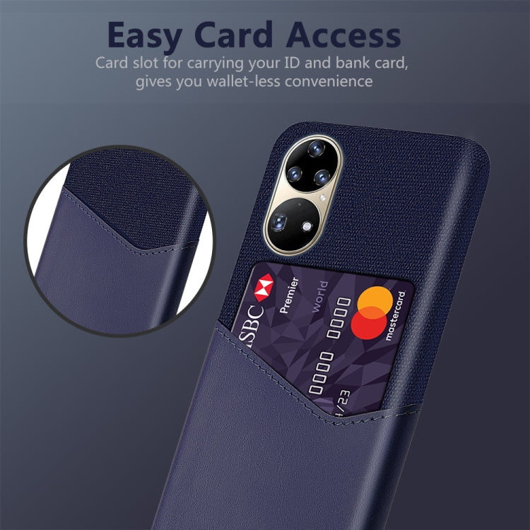 For Huawei P50 Pro Cloth Texture PC + PU Leather Back Cover Shockproof Case with Card Slot