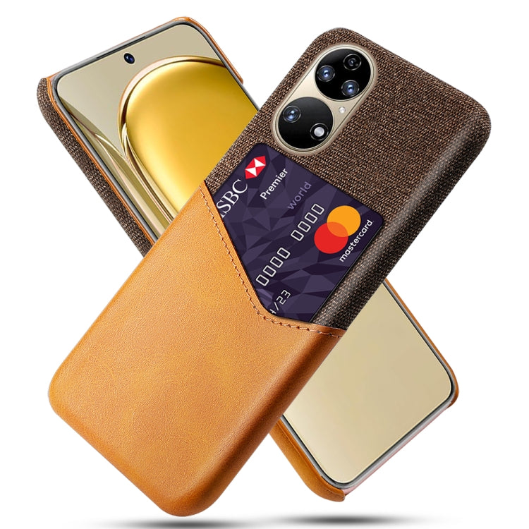For Huawei P50 Cloth Texture PC + PU Leather Back Cover Shockproof Case with Card Slot