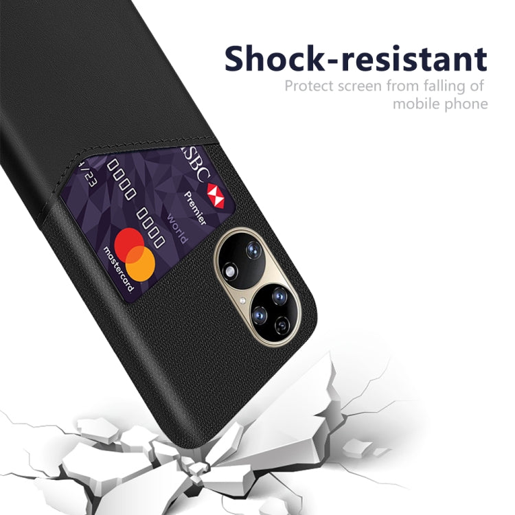 For Huawei P50 Cloth Texture PC + PU Leather Back Cover Shockproof Case with Card Slot