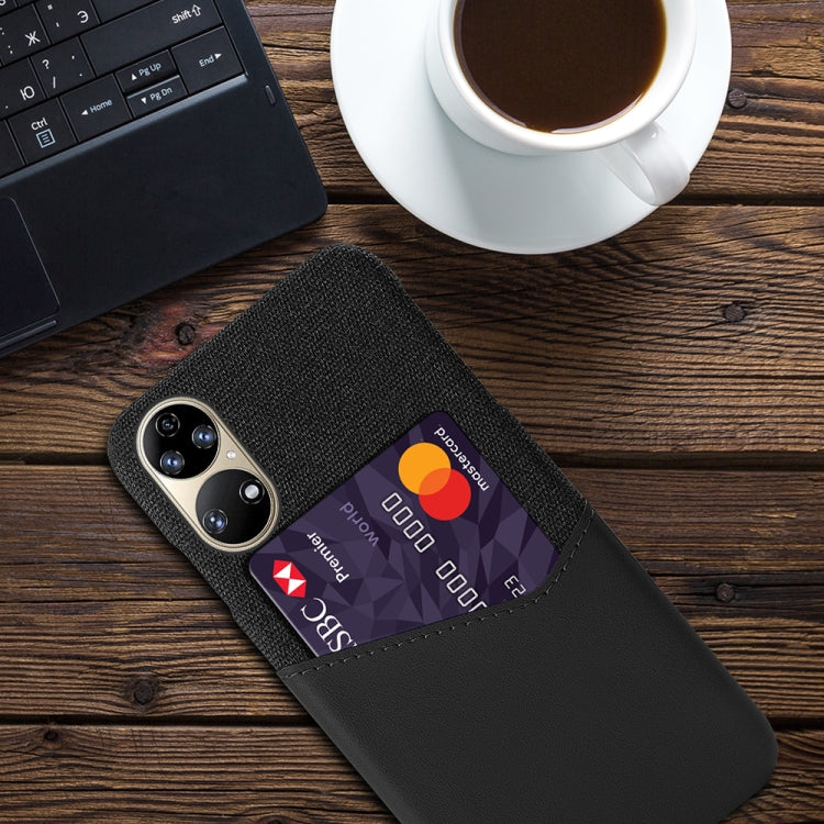 For Huawei P50 Cloth Texture PC + PU Leather Back Cover Shockproof Case with Card Slot
