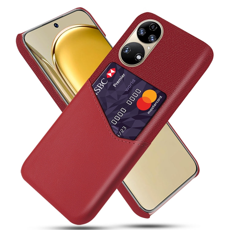 For Huawei P50 Cloth Texture PC + PU Leather Back Cover Shockproof Case with Card Slot