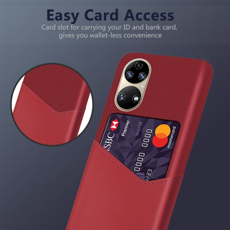 For Huawei P50 Cloth Texture PC + PU Leather Back Cover Shockproof Case with Card Slot
