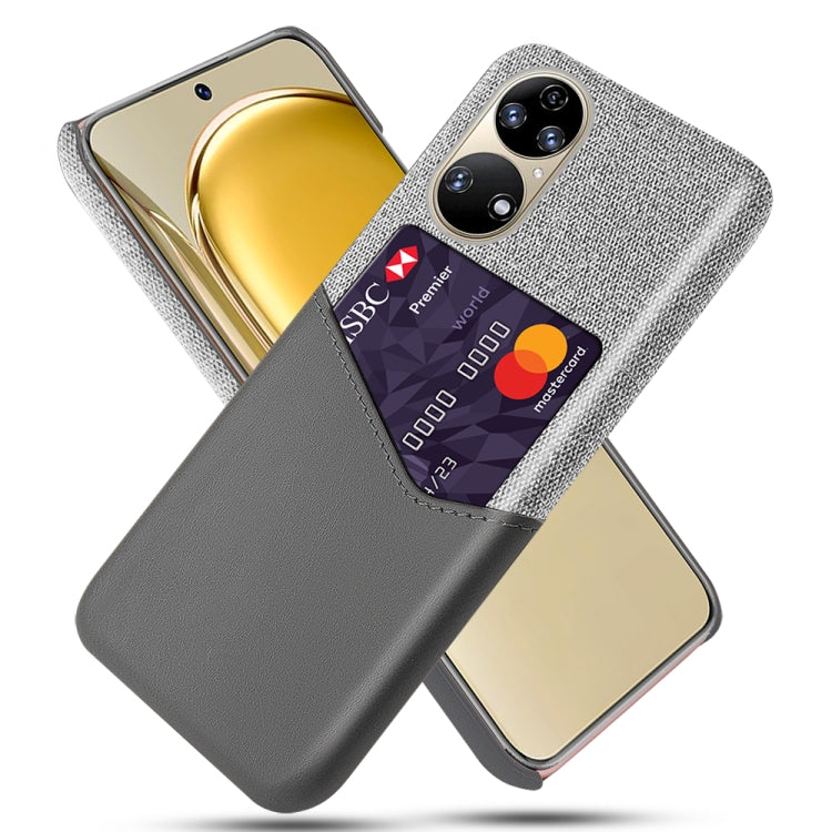 For Huawei P50 Cloth Texture PC + PU Leather Back Cover Shockproof Case with Card Slot