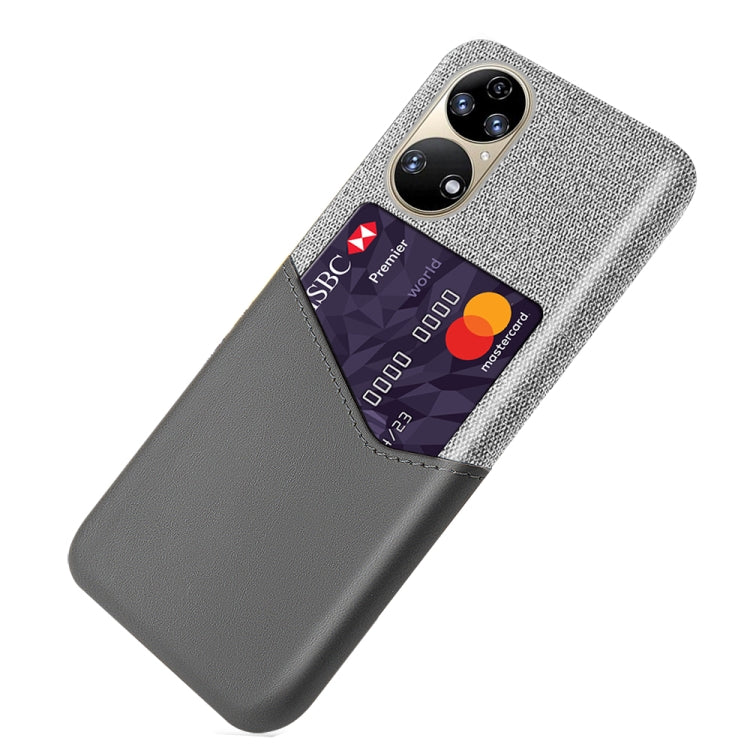 For Huawei P50 Cloth Texture PC + PU Leather Back Cover Shockproof Case with Card Slot