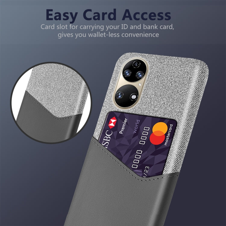For Huawei P50 Cloth Texture PC + PU Leather Back Cover Shockproof Case with Card Slot
