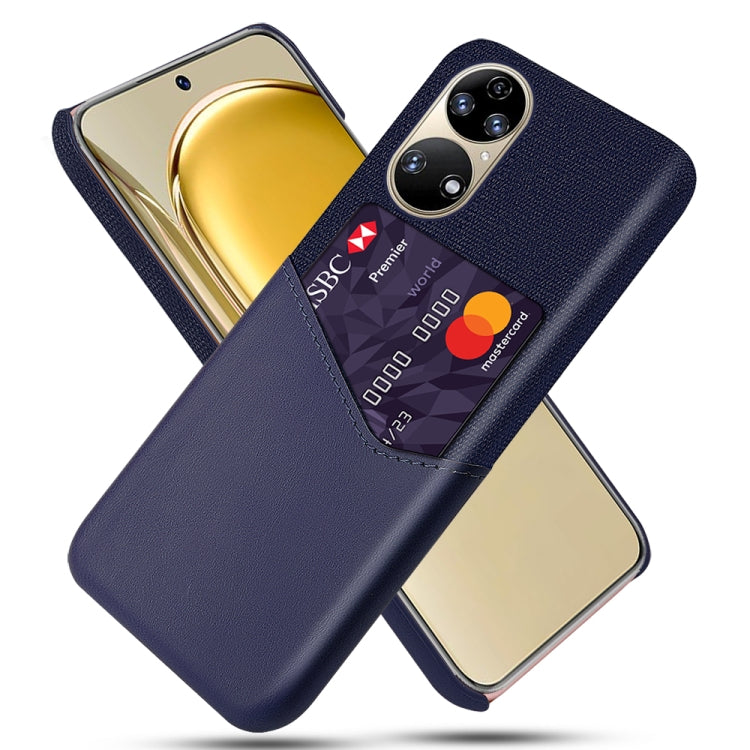 For Huawei P50 Cloth Texture PC + PU Leather Back Cover Shockproof Case with Card Slot