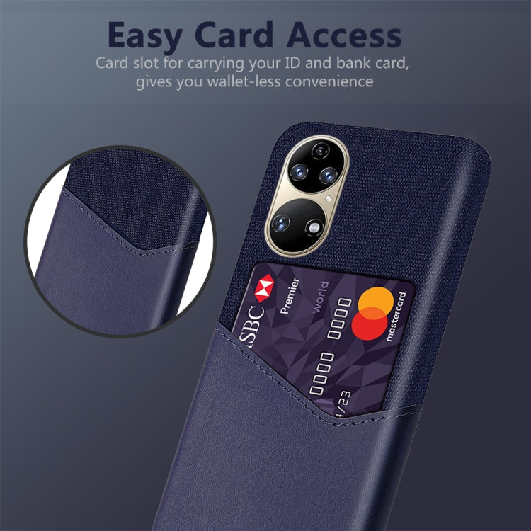 For Huawei P50 Cloth Texture PC + PU Leather Back Cover Shockproof Case with Card Slot