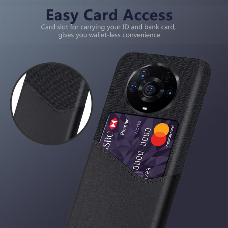 For Honor Magic3 Pro+ Cloth Texture PC + PU Leather Back Cover Shockproof Case with Card Slot