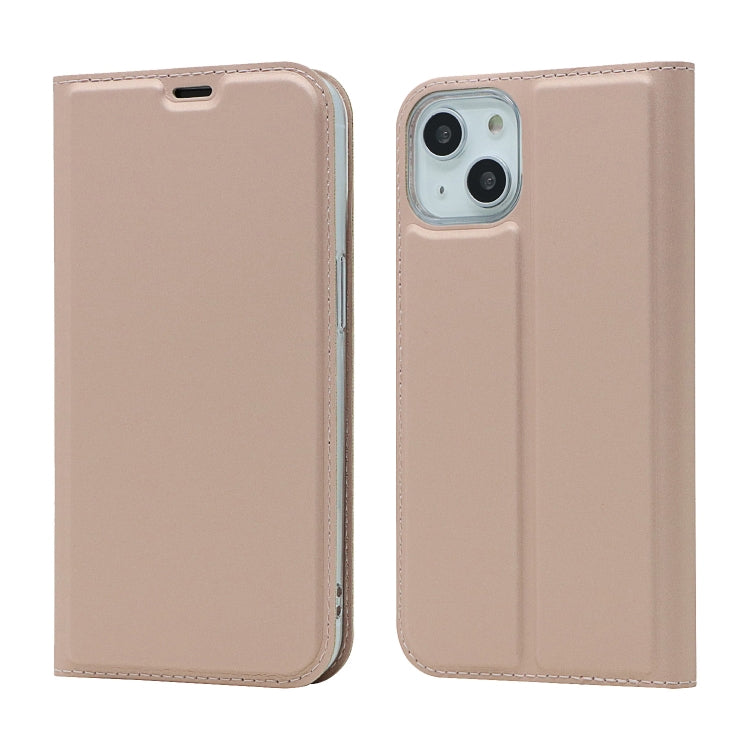 For iPhone 13 Magnetic Suction Electric Pressed Horizontal Flip Leather Case with Holder