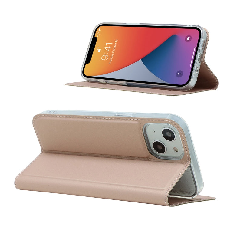 For iPhone 13 Magnetic Suction Electric Pressed Horizontal Flip Leather Case with Holder