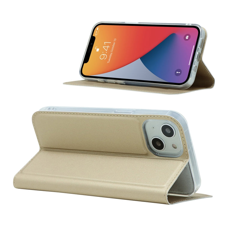 For iPhone 13 Magnetic Suction Electric Pressed Horizontal Flip Leather Case with Holder