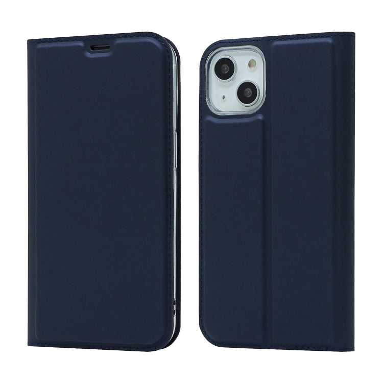 For iPhone 13 Magnetic Suction Electric Pressed Horizontal Flip Leather Case with Holder