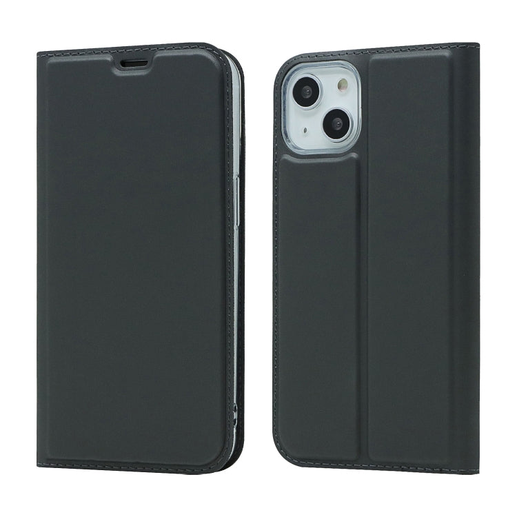 For iPhone 13 Magnetic Suction Electric Pressed Horizontal Flip Leather Case with Holder