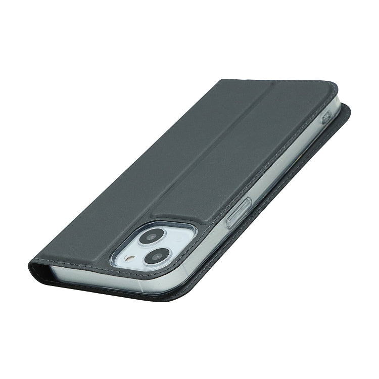 For iPhone 13 Magnetic Suction Electric Pressed Horizontal Flip Leather Case with Holder