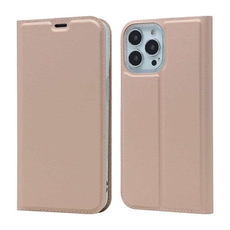 For iPhone 13 Pro Magnetic Suction Electric Pressed Horizontal Flip Leather Case with Holder