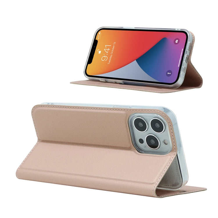 For iPhone 13 Pro Magnetic Suction Electric Pressed Horizontal Flip Leather Case with Holder