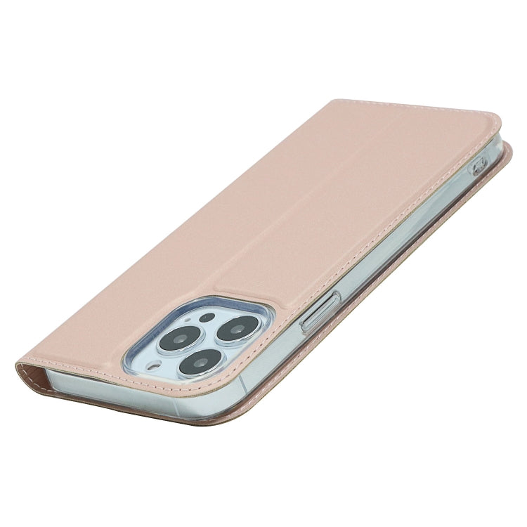 For iPhone 13 Pro Magnetic Suction Electric Pressed Horizontal Flip Leather Case with Holder