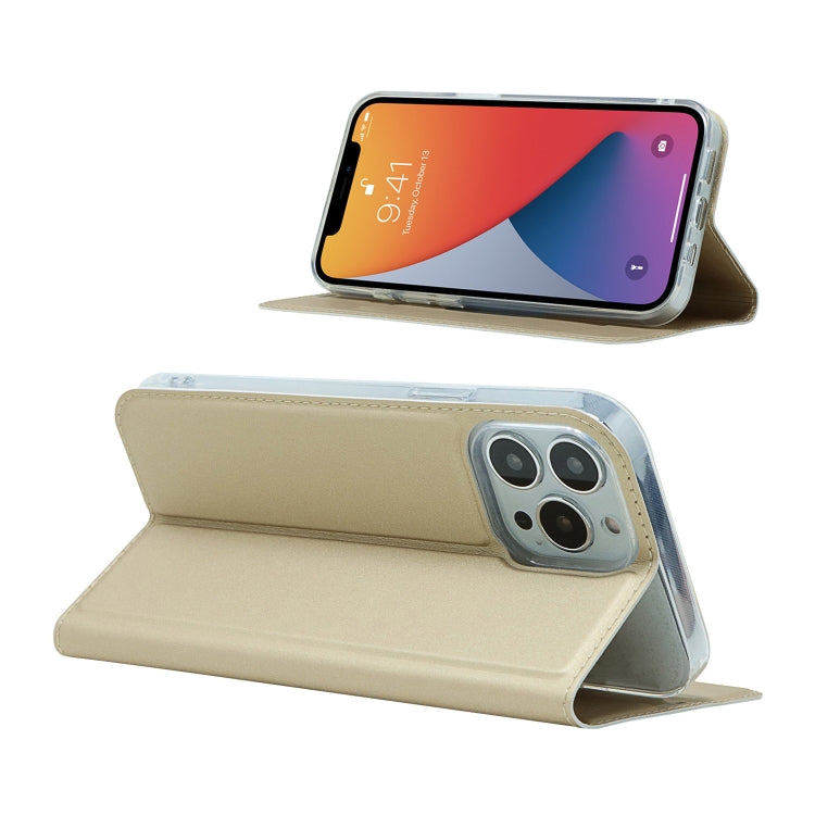 For iPhone 13 Pro Magnetic Suction Electric Pressed Horizontal Flip Leather Case with Holder