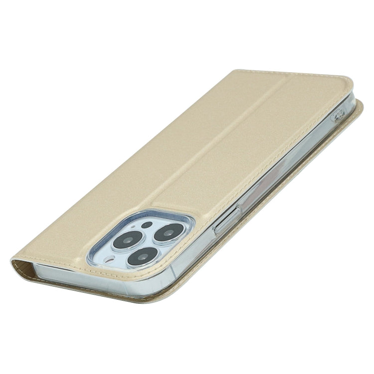 For iPhone 13 Pro Max Magnetic Suction Electric Pressed Horizontal Flip Leather Case with Holder