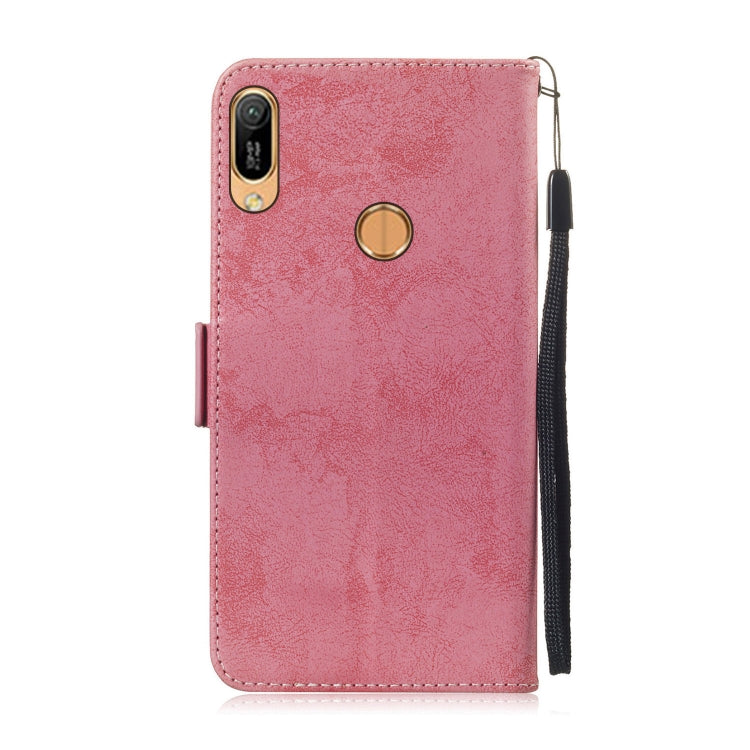 For Huawei Y6 2019 Retro Horizontal Flip PU Leather Case with Card Slots & Holder