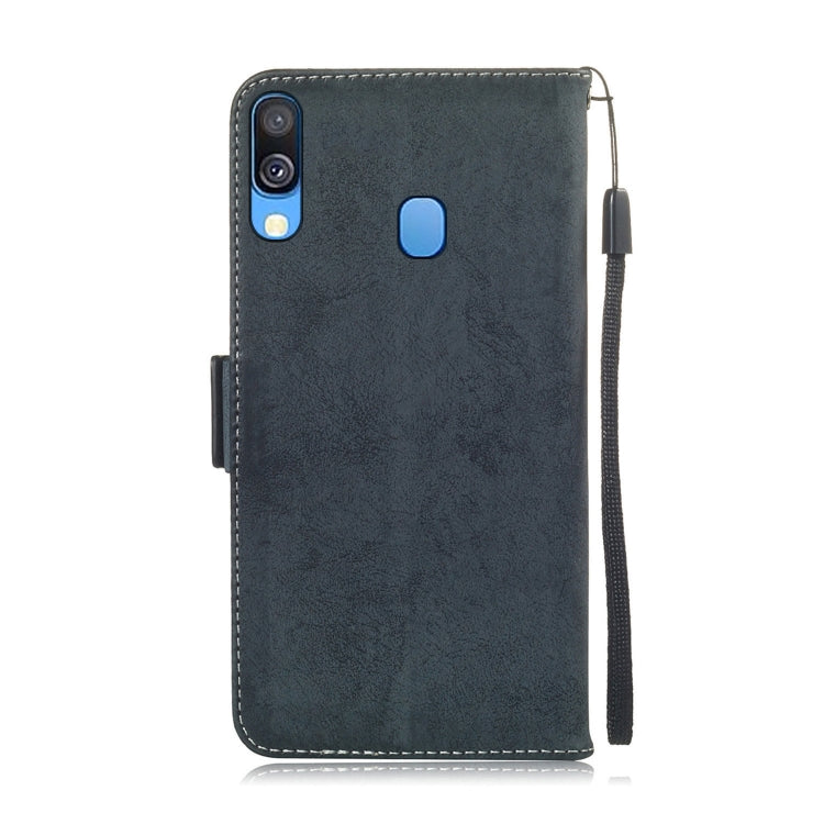 For Galaxy A40 Retro Horizontal Flip PU Leather Case with Card Slots & Holder