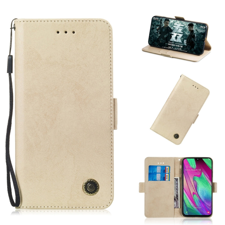 For Galaxy A40 Retro Horizontal Flip PU Leather Case with Card Slots & Holder