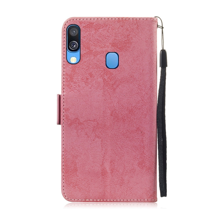 For Galaxy A40 Retro Horizontal Flip PU Leather Case with Card Slots & Holder
