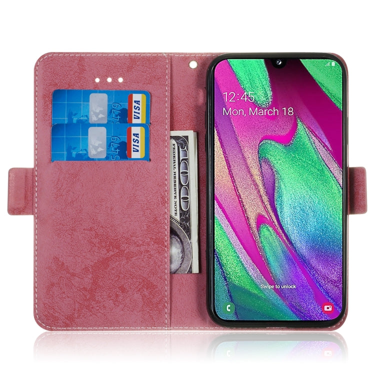 For Galaxy A40 Retro Horizontal Flip PU Leather Case with Card Slots & Holder
