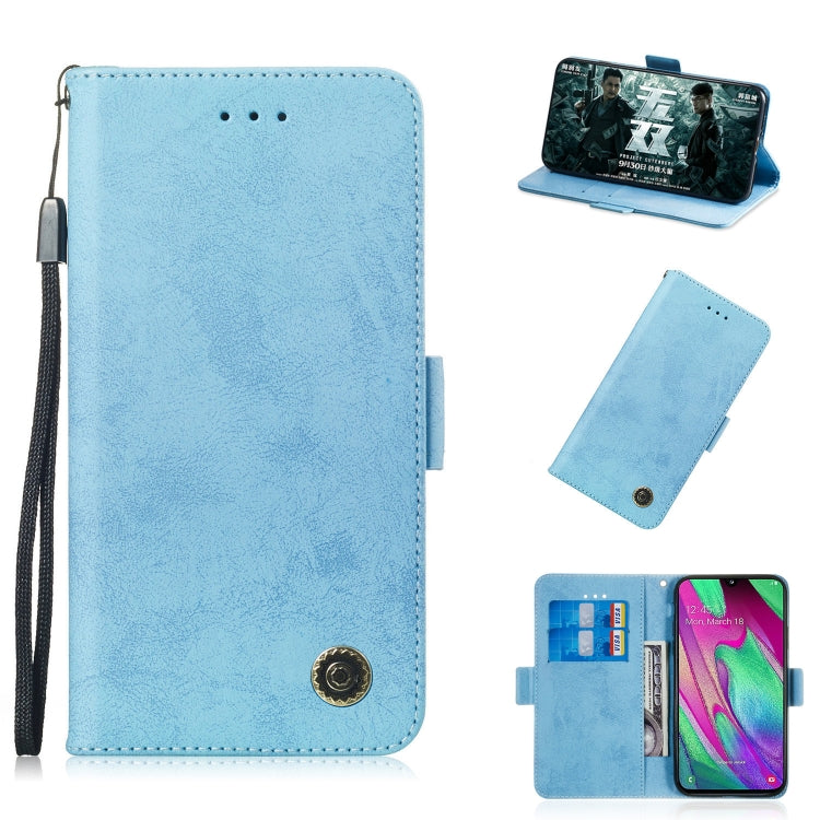 For Galaxy A40 Retro Horizontal Flip PU Leather Case with Card Slots & Holder