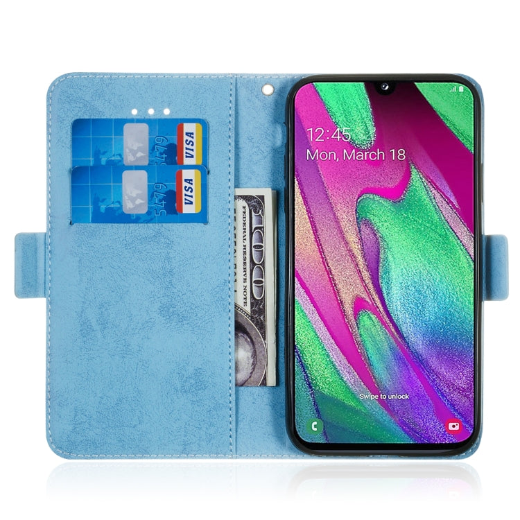 For Galaxy A40 Retro Horizontal Flip PU Leather Case with Card Slots & Holder