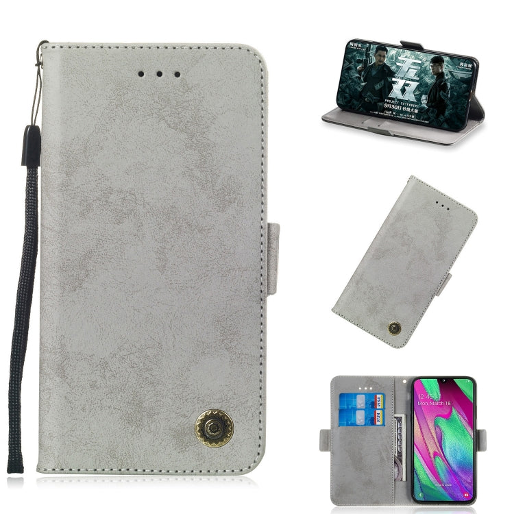 For Galaxy A40 Retro Horizontal Flip PU Leather Case with Card Slots & Holder