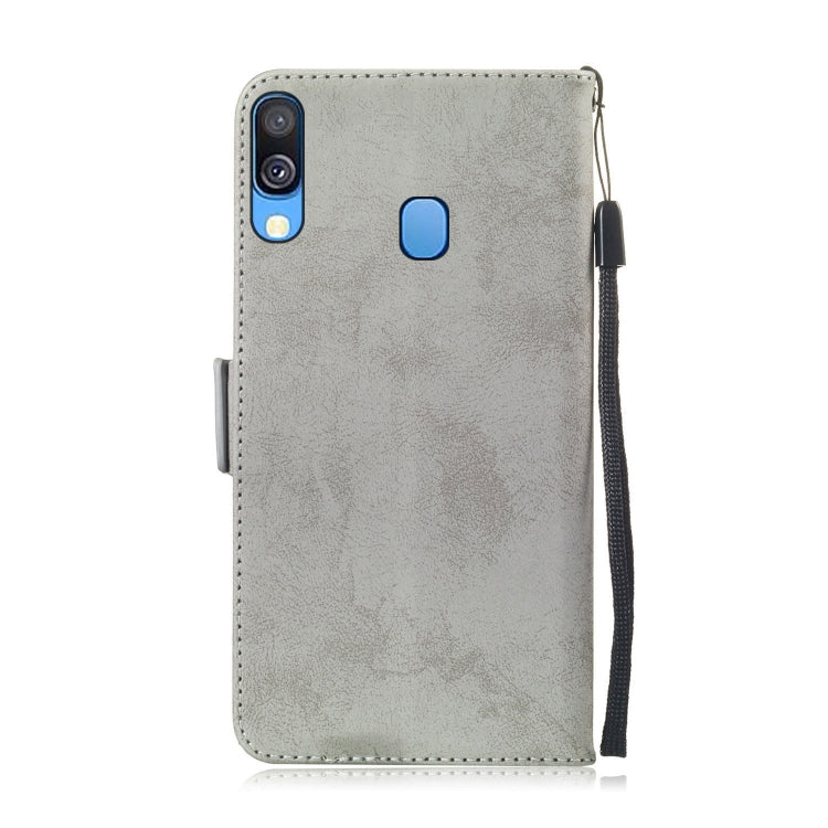 For Galaxy A40 Retro Horizontal Flip PU Leather Case with Card Slots & Holder