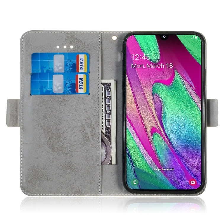 For Galaxy A40 Retro Horizontal Flip PU Leather Case with Card Slots & Holder