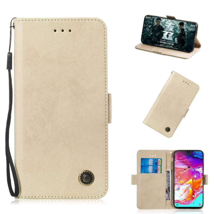 For Galaxy A70 Retro Horizontal Flip PU Leather Case with Card Slots & Holder
