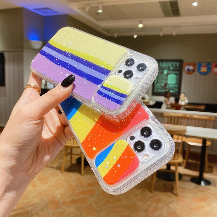 For iPhone 13 Pro Sliding Camera Cover Design Rainbow Epoxy TPU + PC Shockproof Case