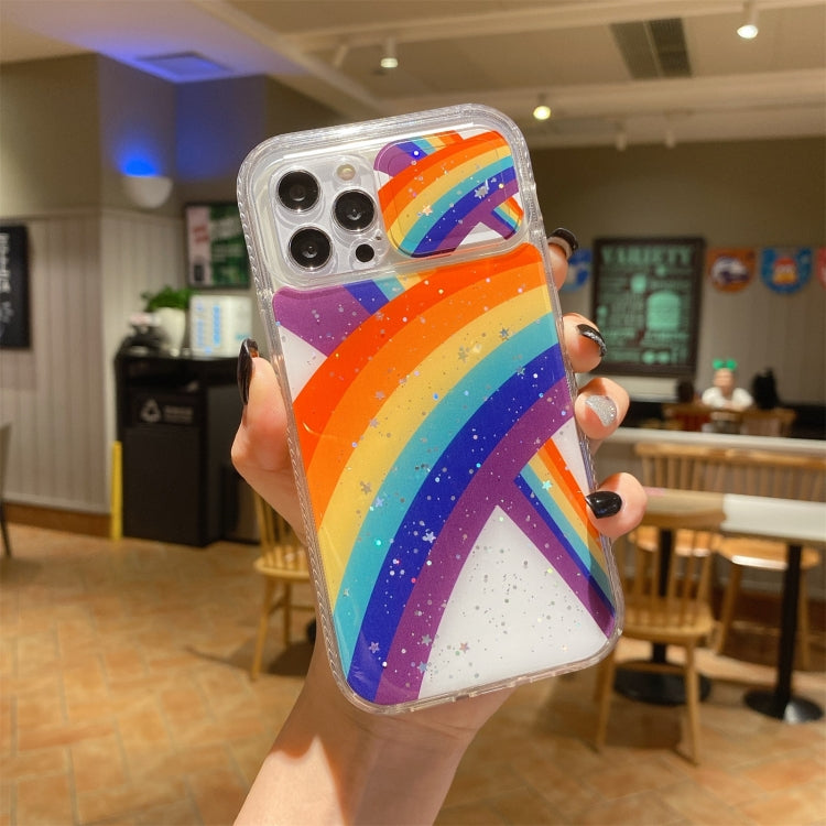 For iPhone 12 Pro Max Sliding Camera Cover Design Rainbow Epoxy TPU + PC Shockproof Case