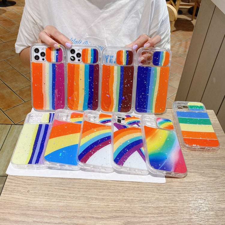 For iPhone 12 Pro Max Sliding Camera Cover Design Rainbow Epoxy TPU + PC Shockproof Case