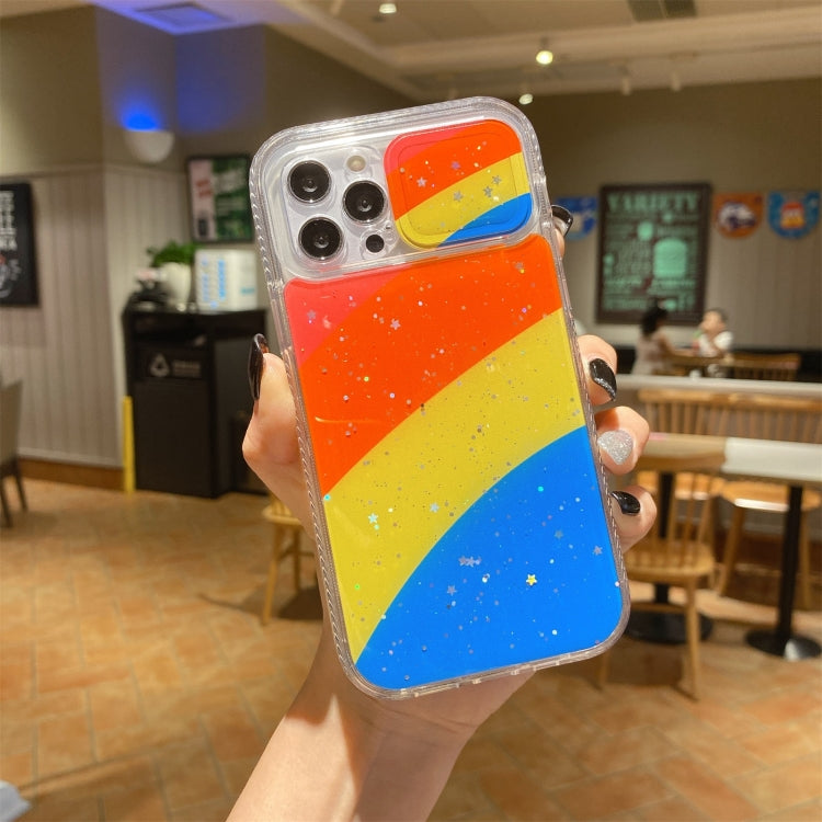For iPhone 11 Sliding Camera Cover Design Rainbow Epoxy TPU + PC Shockproof Case