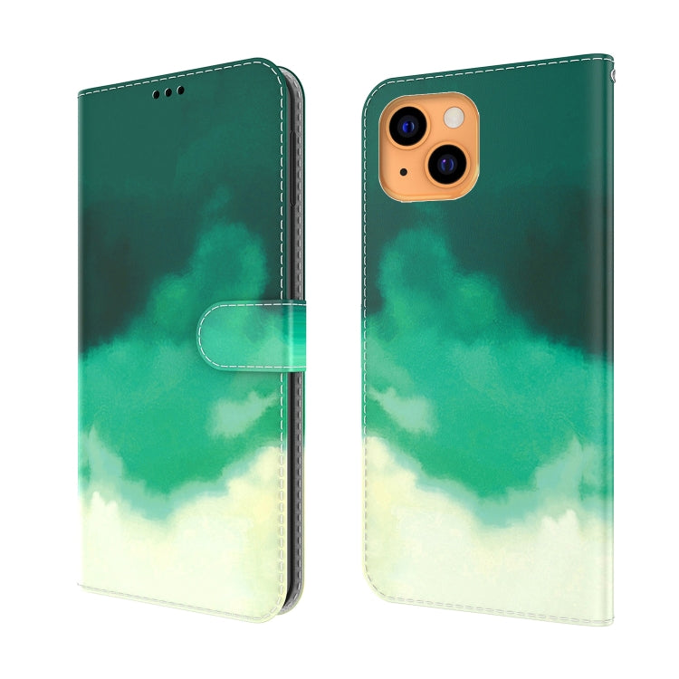 For iPhone 13 Watercolor Pattern Horizontal Flip Leather Case with Holder & Card Slot & Wallet