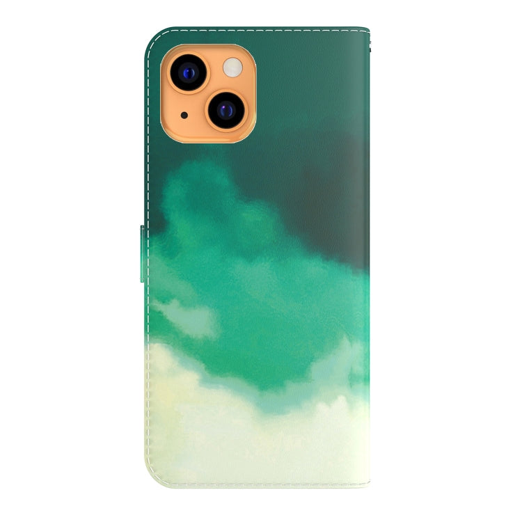 For iPhone 13 Watercolor Pattern Horizontal Flip Leather Case with Holder & Card Slot & Wallet