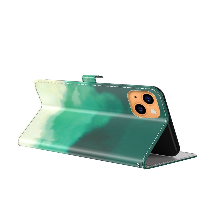 For iPhone 13 Watercolor Pattern Horizontal Flip Leather Case with Holder & Card Slot & Wallet