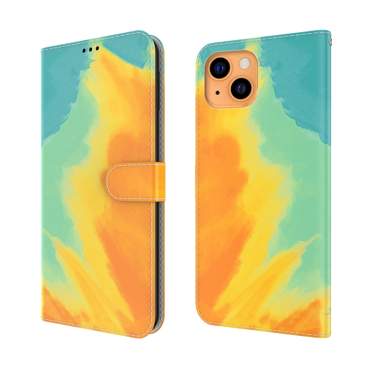 For iPhone 13 Watercolor Pattern Horizontal Flip Leather Case with Holder & Card Slot & Wallet