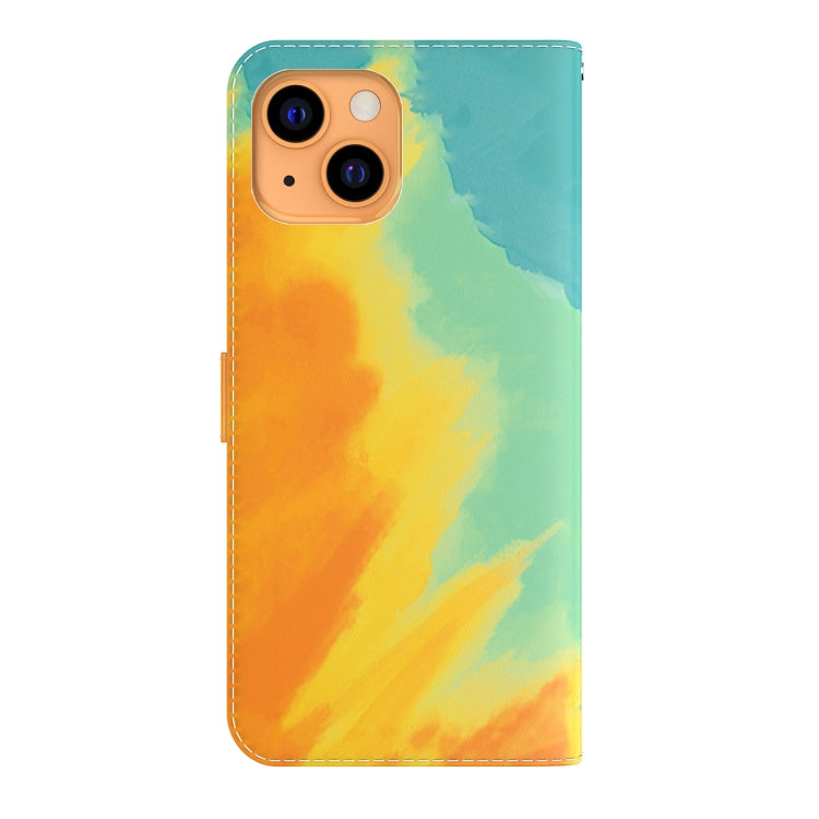 For iPhone 13 Watercolor Pattern Horizontal Flip Leather Case with Holder & Card Slot & Wallet